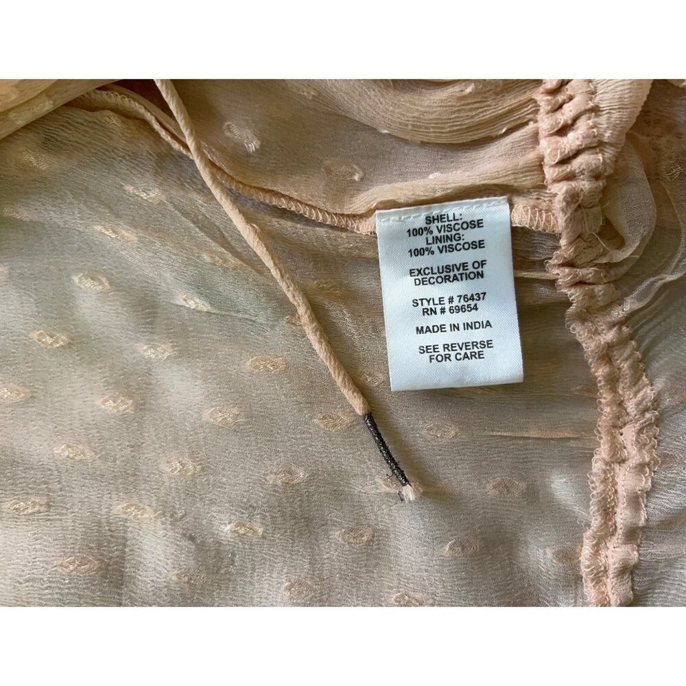 Rahi Cali Sheer Peasant Top Womens 100% VISCOSE Size XS Boho Lace Trim Blouse Ro - Picture 12 of 13